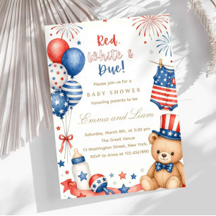Patriotic Red White and Blue Baby Shower Invitation