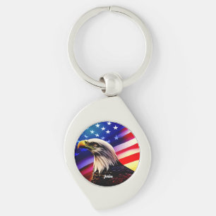 Patriotic Red, White and Blue Bald Eagle Key Ring