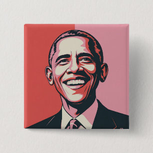 Patriotic Red, White and Blue Barack Obama 15 Cm Square Badge