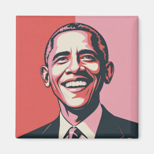 Patriotic Red, White and Blue Barack Obama Magnet
