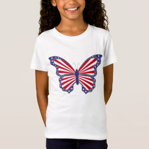 Patriotic Red White And Blue Butterfly Shirt