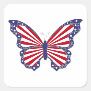 Patriotic Red White And Blue Butterfly Stickers
