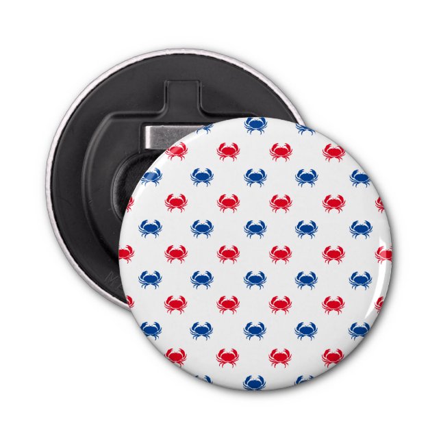 Patriotic Red white and blue crab pattern Bottle Opener (Front)