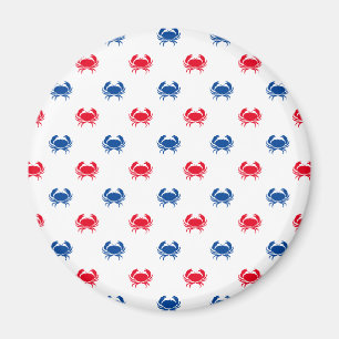 Patriotic Red white and blue crab pattern Magnet