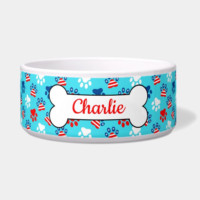 Patriotic Red White and Blue Dog Paws Pattern (Front)