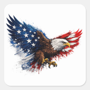 Patriotic Red White and Blue Eagle Square Sticker