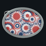 Patriotic Red White and Blue Fireworks Belt Buckle<br><div class="desc">Make a bold patriotic statement with this Made in the USA belt buckle, featuring an explosive red, white, and blue burst pattern inspired by the fireworks of the Fourth of July. The dynamic design captures the energy and excitement of American celebrations, making this the perfect accessory for patriotic holidays, country...</div>