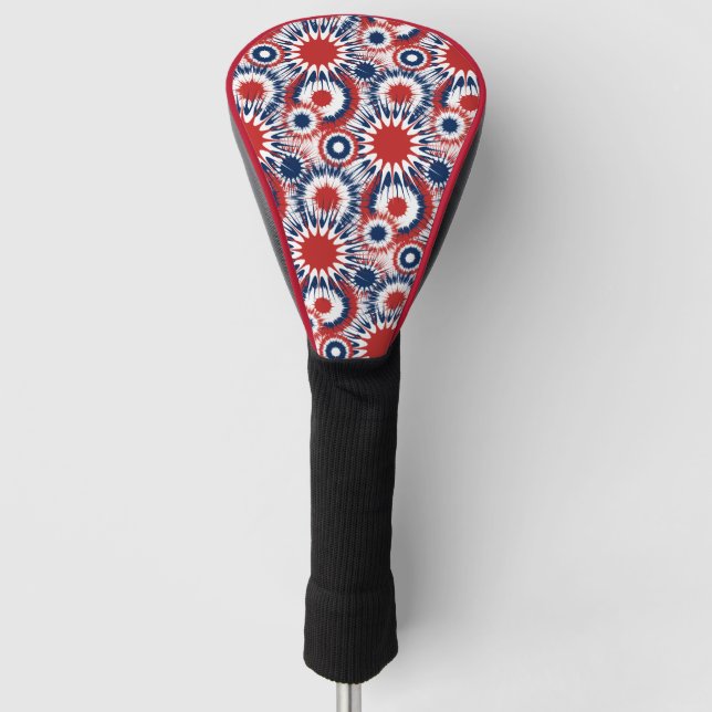 Patriotic Red White and Blue Fireworks Golf Head Cover (Front)