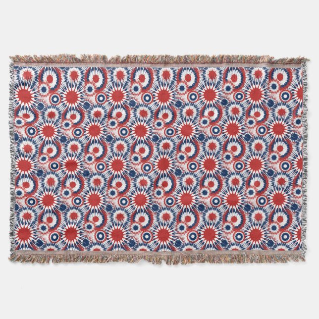 Patriotic Red White and Blue Fireworks Throw Blanket (Front)