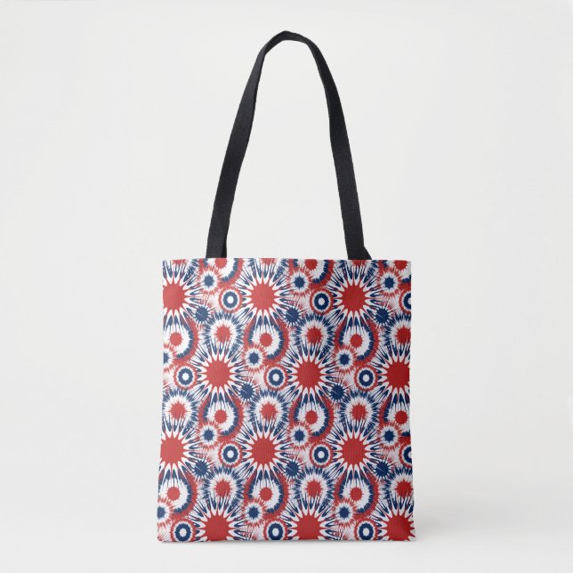 Patriotic Red White and Blue Fireworks Tote Bag (Front)