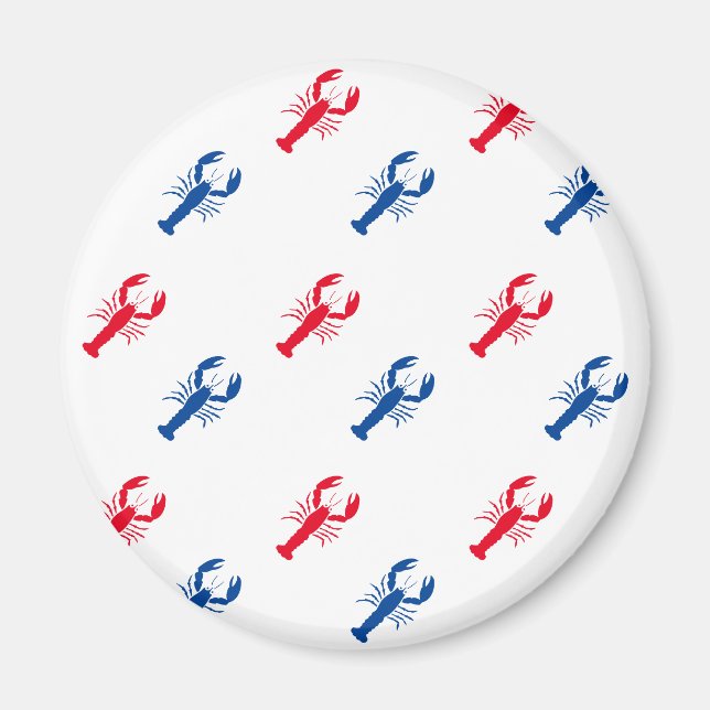 Patriotic Red white and blue lobster pattern Magnet (Front)
