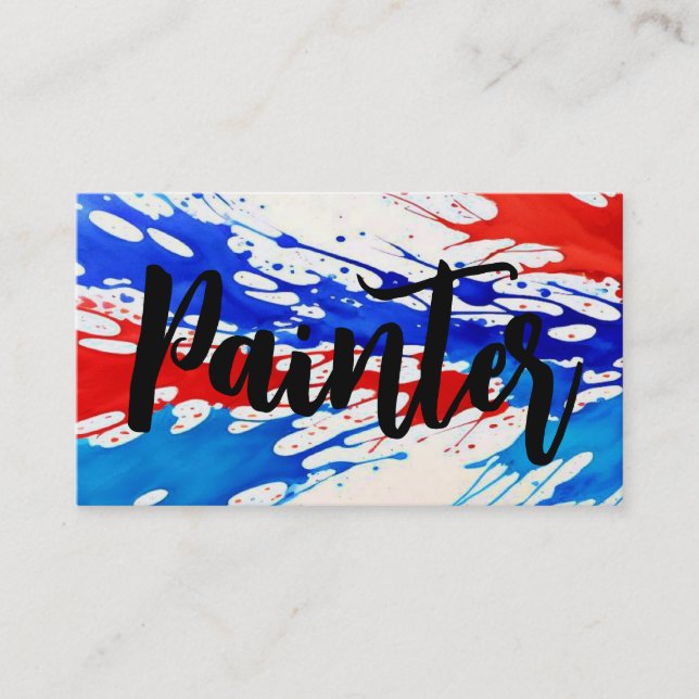 Patriotic Red White and Blue Painter Business Card (Front)