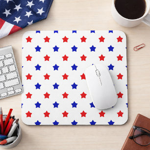 Patriotic Red White and Blue Star Pattern Mouse Mat