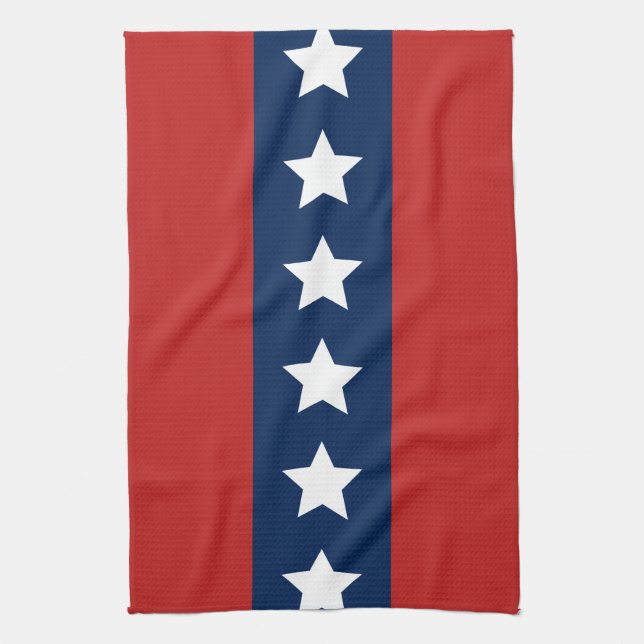 Patriotic Red White and Blue Stars and Stripes Tea Towel (Vertical)
