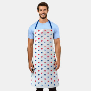 Patriotic red white and blue stars pattern apron