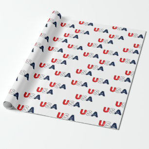 Patriotic Red White and Blue Stars/USA Wrapping Paper