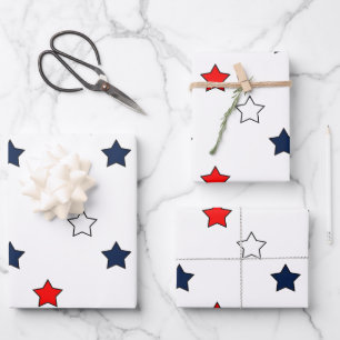 Patriotic Red White and Blue Stars/USA Wrapping Paper Sheet