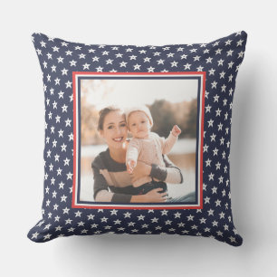 Patriotic Red, White, and Blue Stars with Photo Cushion
