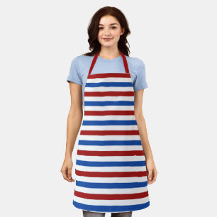Patriotic Red White and Blue Stripe Apron