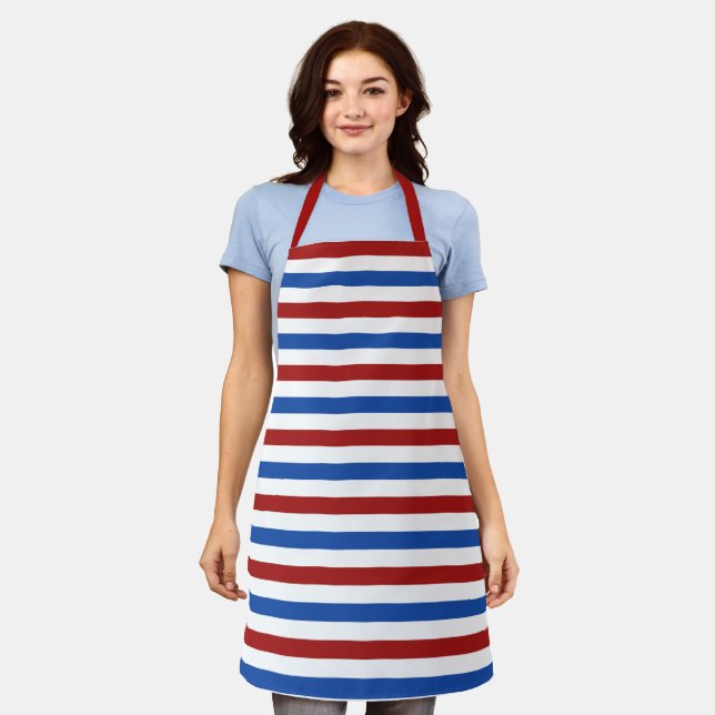 Patriotic Red White and Blue Stripe Apron (Worn)