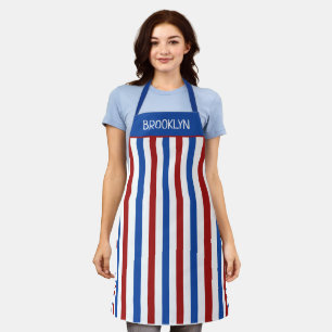 Patriotic Red White and Blue Stripe Custom Apron