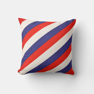 Patriotic Red White and Blue Striped Cushion