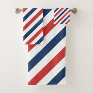 Patriotic Red White and Blue Stripes Bath Towel Set