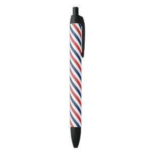 Patriotic Red White and Blue Stripes Black Ink Pen