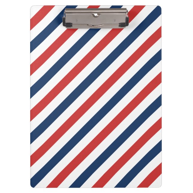 Patriotic Red White and Blue Stripes Clipboard (Front)