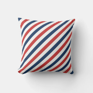 Patriotic Red White and Blue Stripes Cushion