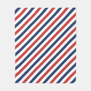 Patriotic Red White and Blue Stripes Fleece Blanket