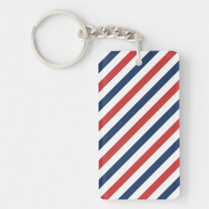 Patriotic Red White and Blue Stripes Key Ring