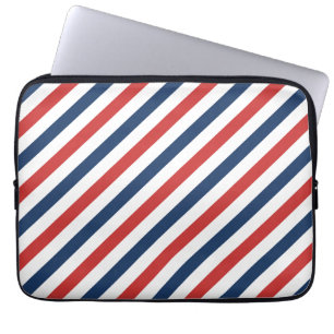 Patriotic Red White and Blue Stripes Laptop Sleeve