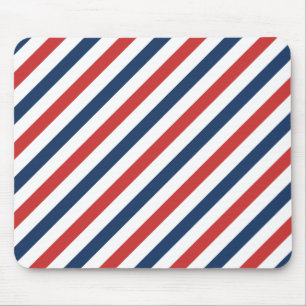 Patriotic Red White and Blue Stripes Mouse Mat