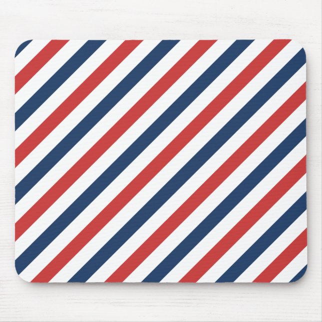 Patriotic Red White and Blue Stripes Mouse Mat (Front)