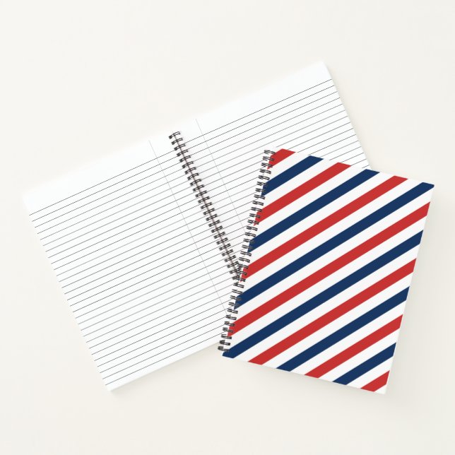 Patriotic Red White and Blue Stripes Notebook (Inside)