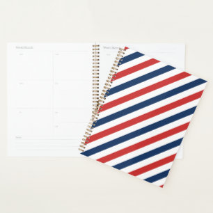 Patriotic Red White and Blue Stripes Planner