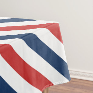 Patriotic Red White and Blue Stripes Tablecloth