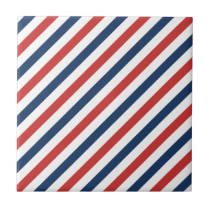 Patriotic Red White and Blue Stripes Tile