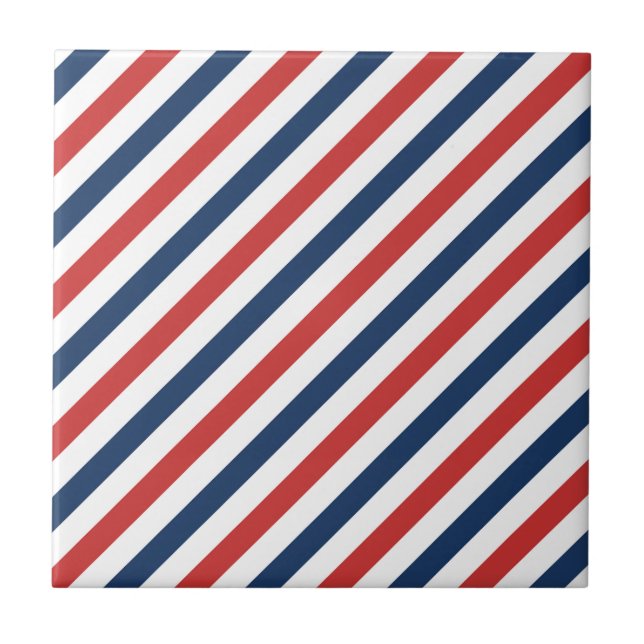 Patriotic Red White and Blue Stripes Tile (Front)