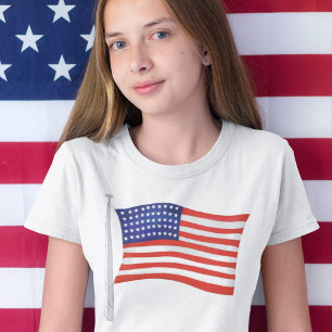 Patriotic Red White and Blue Trendy Girls T-Shirt