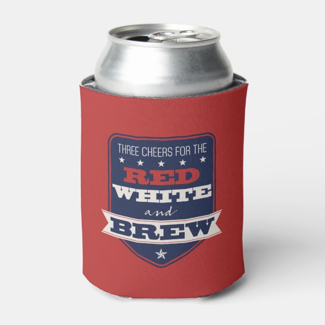 Patriotic Red White and Brew Personalised Can Cooler (Can Front)