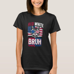 Patriotic Red White And Bruh Funny Cat Design T-Shirt
