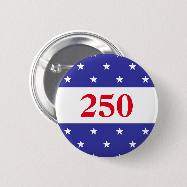 Patriotic Red White & Blue 250 Button (Front & Back)