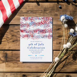 Patriotic Red White Blue 4th of July Celebration Invitation