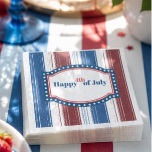 Patriotic Red White Blue 4th of July Cocktail  Napkin