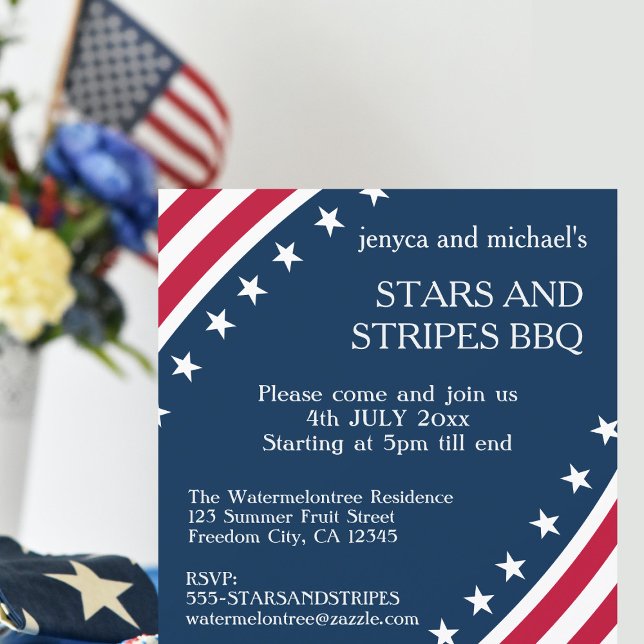 Patriotic Red White Blue 4th of July Invitation (With its red, white, and blue color scheme, it perfectly captures the spirit of the occasion)