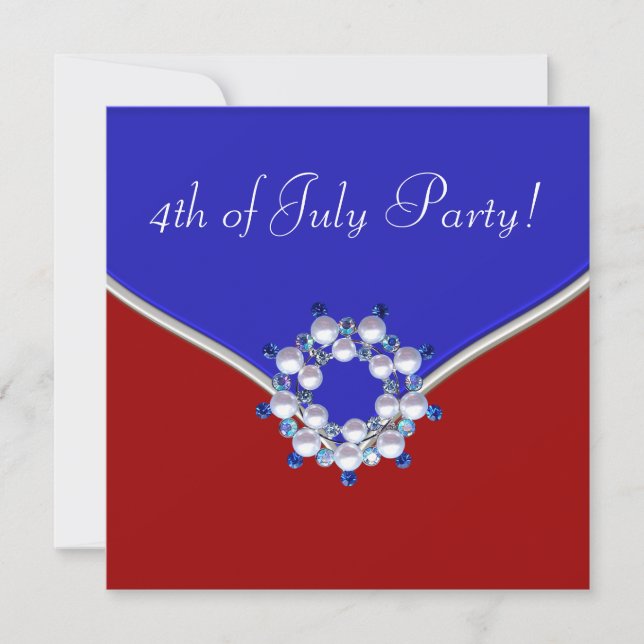 Patriotic Red White Blue 4th of July Party Invitation (Front)