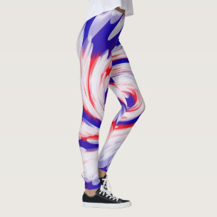 Patriotic Red White Blue Abstract Design Leggings