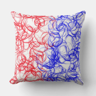 PATRIOTIC RED WHITE BLUE ABSTRACT PATTERNS CUSHION